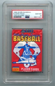 1988 SCORE PLASTIC PACK TOM GLAVINE BRAVES RC ON BACK MARK MCGWIRE ON TOP PSA 10 - Picture 1 of 2