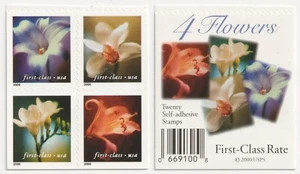 3454-57 3457a First Class .34 Flowers best position Block of 4 UPC backing MNH - Picture 1 of 1