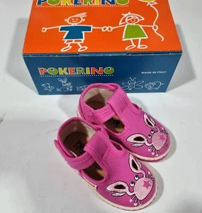 Scarpe Primi Passi Bimba 20 Occhietti Rosa con Velcro in Tela Made in Italy 70 P - Foto 1 di 3