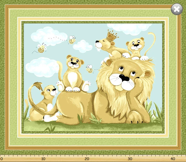 Susybee LYON the LION Playmat Panel Quilt Fabric ~ 35" L x 44"  - Image 1 of 1