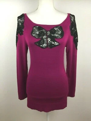 Prendas de punto originales de Yoana Baraschi Pullover con encaje baya/suéter negro talla 4 Foto 1 de 4