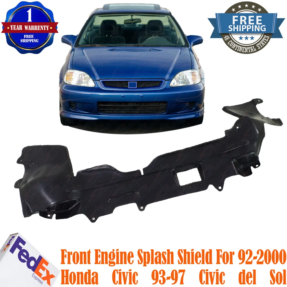 New Front Engine Splash Shield Cover For 92-2000 Honda Civic 93-97 Civic del Sol Foto 1 de 4