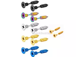 Hombres Mujeres Acero Inoxidable Punk Hip-hop Tornillo Pico Remache Uñas Piercing Pernos para las Orejas - Imagen 1 de 12