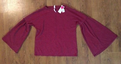 xhilaration Bell Sleeve Sleep Top- Red, S - Image 1 of 4