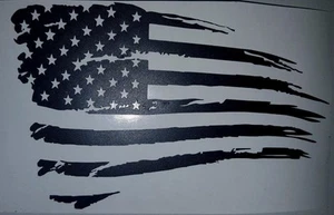2x MATTE Subdued Distressed American Flag Decal USA Mirrored Reverse BLACK MATTE - Bild 1 von 3