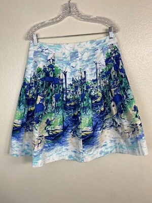 Falda Talbots Multicolor Estampado Escénico Plisada Línea A Talla 8 Pequeña Boho Artística Foto 1 de 4