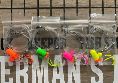 (4) Plataformas de pesca de surf de fluorocarbono, plataformas de muelle, plataformas de barco (ganchos de color Pro-Tec) Foto 1 de 4