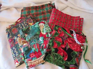 Christmas "Pillow Case" Fabric Decoration Gift Bags NEW Handmade 5 pieces #B - Picture 1 of 5