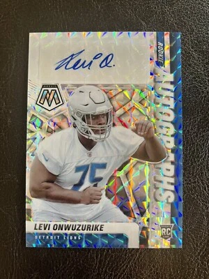 2021 Panini Mosaic Levi Onwuzurike SILVER PRIZM Rookie AUTO Detroit Lions RA-100 - Image 1 of 2