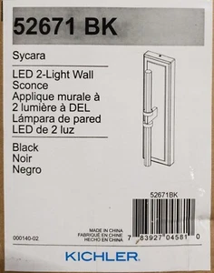 KICHLER Sycara Black Modern Integrated LED Dimmable Wall Sconce, Faceted Crystal - Picture 1 of 1