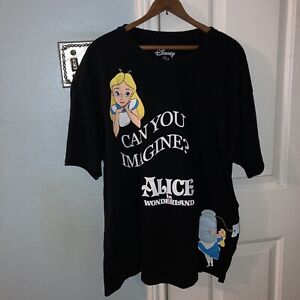 Disney Alice in Wonderland Can You Imagine black T-shirt adult L