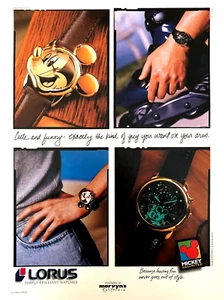 MICKEY MOUSE WRISTWATCHES BY LORUS—VINTAGE 1996 MAGAZINE ADVERTISEMENT—PRINT AD - Picture 1 of 1