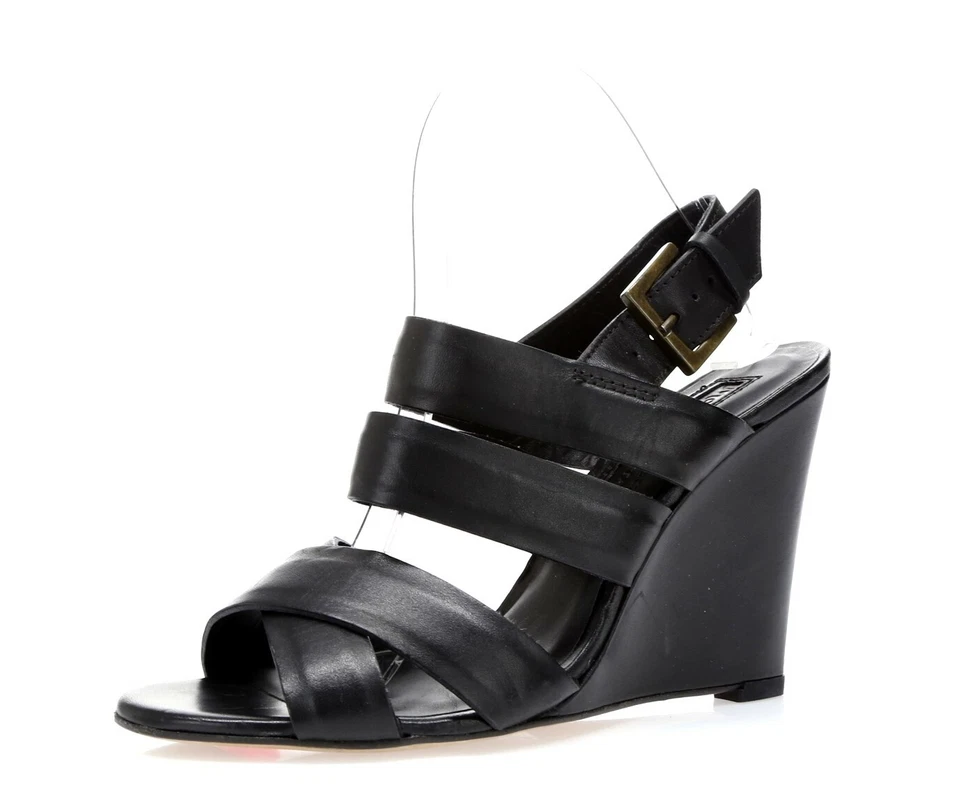 Mujer MODERNO VINTAGE Robin Sandalias Cuero Negro Cuña Correa al Tobillo Talla. 39,5 Foto 1 de 4