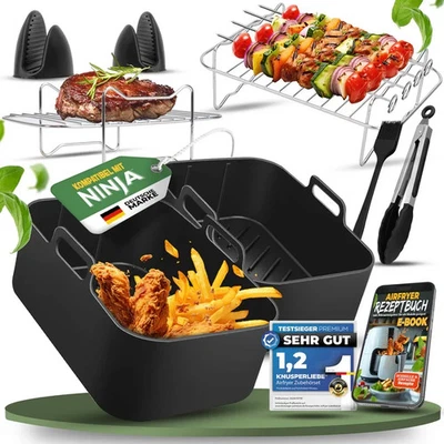 KNUSPERLIEBE® Ninja Heißluftfritteuse Zubehör Set XL Airfryer - 12 Teilig