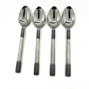 Insilco Mosaic Tea Spoon Lot (4) Stainless Steel Japan Vintage New Vtg - Picture 1 of 5