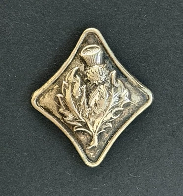 Vintage Diamond Shaped SCOTTISH THISTLE Plant Life Metal Button - 1-1/16" (S25) - Image 1 of 4