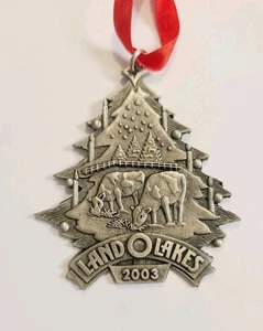 SOLID PEWTER LAND O' LAKES INC 2003 ÁRBOL DE NAVIDAD FORMA VACAS ORNAMENTO EE. UU.  - Imagen 1 de 7
