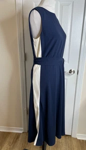 Lauren Ralph Lauren Kleid Damengröße 8 marineblau Seitenkontrast altes Geld 185 $ neu mit Etikett - Bild 1 von 13