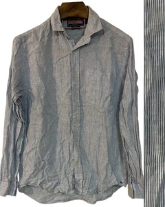 Vineyard Vines Linen Shirt Mens Blue White Stripe Button Up Longsleeve Preppy M - Picture 1 of 14