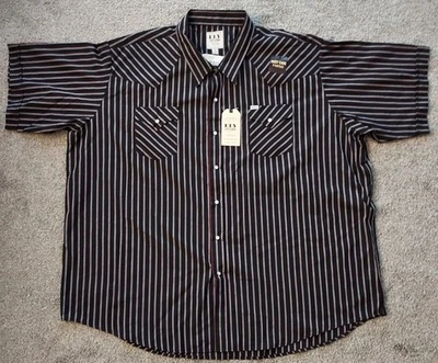 Ely Cattleman Hombres 4XL Camisa Occidental Perla A Presión Manga Corta Rayas Vaquero Rodeo Foto 1 de 4
