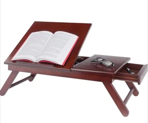 Winsome Lap Desk Bed Tray Flip Top Drawer Foldable Leg Wood Portable Workstation - Picture 1 of 8