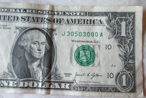 2021 $1 FRN J-BLOCK KANSAS CITY, Mo. FANCY "TRINARY" J30503000A, XF, CIRCULATED - Picture 1 of 3