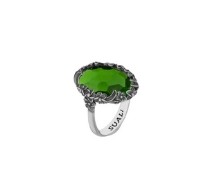 Anello donna Suali BM2976/P argento 925 e quarzo verde Made in Italy misura 14 - Picture 1 of 2