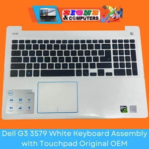 Conjunto de teclado Dell G3 3579 blanco con panel táctil original OEM - Imagen 1 de 2