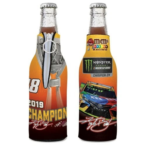 Kyle Busch Wincraft #18 M&M's 2019 Monster Energy Champion 12oz Bottle Cooler Cover