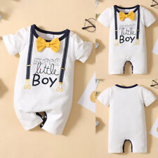Infant Newborn Baby Boys Short Sleeve Jumpsuit Summer Romper Letter Bodysuit