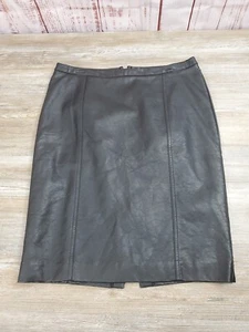 Worthington Black Pleather Skirt Womens 6 Petite Faux Leather Pencil Knee Length - Picture 1 of 10
