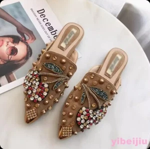 Moda Para mujeres Estrás Diapositivas Mulas Mocasines Zapatillas Verano Sandalias Zapatos - Imagen 1 de 10