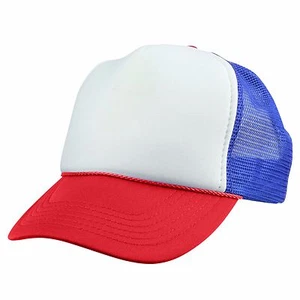 Youth Trucker Hat Ball Cap Mesh Kids Blank Plain S XS Red Blue Gray Black White - Picture 1 of 110