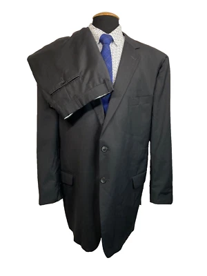 Joseph Abboud Mens Charcoal Gray Super 120s Wool 2pc Suit 46L Jacket 42x30 Pan - Image 1 of 4