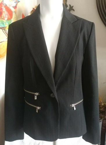 Giacca Michael Kors donna nera con un bottone e tasche con cerniera taglia 6 nuova senza etichette