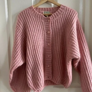 Vintage LL Bean Mohair Cardigan Womens Medium Rose Pink Chunky Wool Blend j091 - Picture 1 of 8