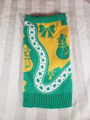 Suéter Vacacional Perro Talla Mediana Navidad César Millán Verde Muñeco de Nieve Navidad Foto 1 de 4