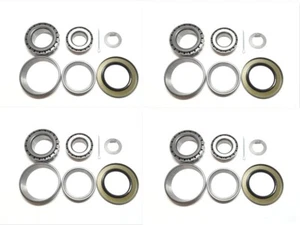 4 Sets 25580 14125A Boat Trailer Axles Bearing Kits Grease Seals Spindle Nuts T3 - Picture 1 of 8