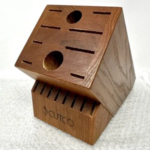CUTCO 1748 Homemaker (18) SLOT KNIFE BLOCK (8) Steak Slots Oak Solid Wood NICE! - Picture 1 of 12
