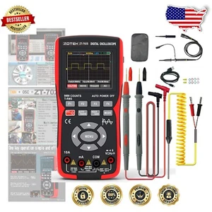 2-in-1 Oscilloscope Multimeter with 10MHz Bandwidth & 9999 Counts - Black Red - Picture 1 of 11