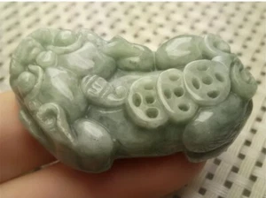 Certified Light Green Natural A Jade Jadeite Carved Dragon Pi Xiu Coin Pendant - Picture 1 of 9