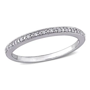 Amour 10k White Gold Diamond Accent Semi-eternity Wedding Band - Picture 1 of 6
