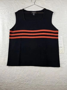 FINITY Woman Black with Orange Stripes Sleeveless Knit Tank Top Size 2X - Picture 1 of 8