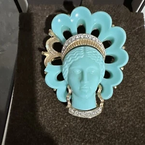 Broche Marcel Boucher Raro Imitación Turquesa Cabeza de Princesa Asiática Como Está Leer Descripción - Imagen 1 de 13
