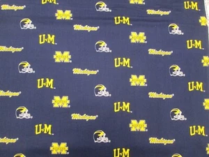 UNIVERSITY of MICHIGAN WOLVERINES SPORT DESIGN BRANDNEU 1 RESTSTÜCK 100% BAUMWOLLE - Bild 1 von 5