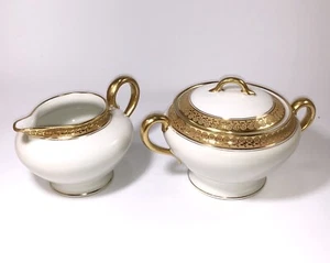 Charles Field GOA Haviland Limoges cremefarbener Krug und überzogene Zuckerschüssel - Bild 1 von 7
