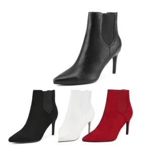Women's Pointed Toe Stiletto High Heel Slip On Ankle Booties - Picture 1 of 32