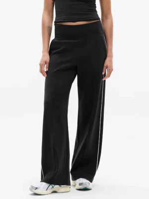 Pantalón Athleta Venice tiro alto pista rayas pierna ancha ST pequeño alto S T negro NUEVO Foto 1 de 4