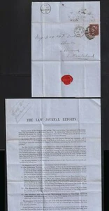 1866 LAW JOURNAL REPORTS Posted 3 page printed letter sheet 1d red to ALNWICK - Picture 1 of 2