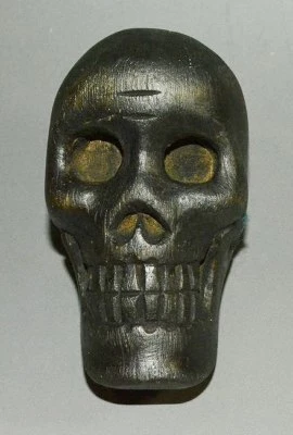 JAPANESE WOOD CARVING NETSUKE SKULL SKELETON Sculpture VINTAGE JAPAN OLD c671 - Image 1 of 4